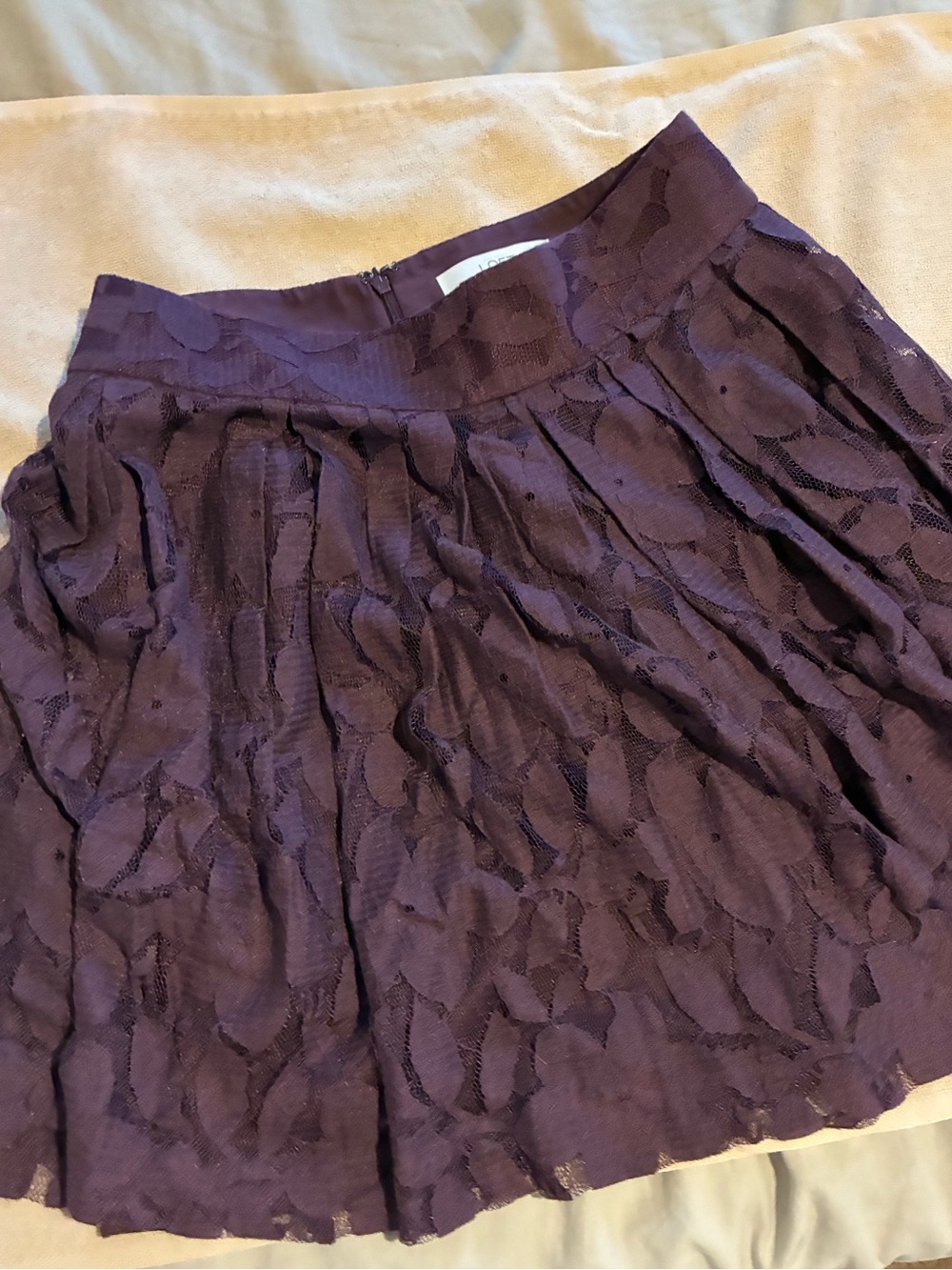 LOFT  Purple Lace A-Line Skirt, Size 2P, Lined